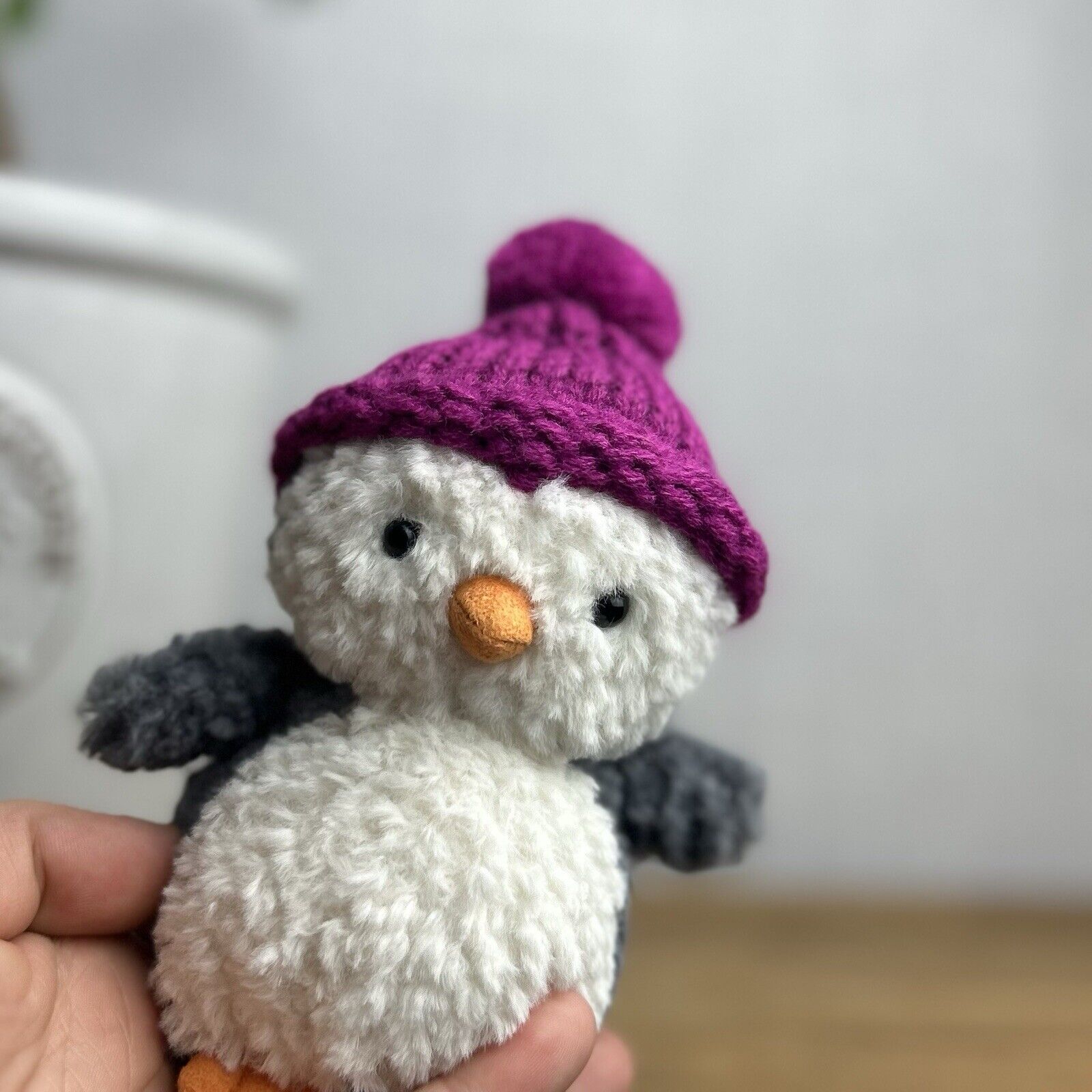 Jellycat Wee Winter Penguin -  Pink Fuchsia - Bobble Hat Penguin Tiny Plush 5”