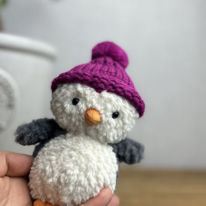 Jellycat Wee Winter Penguin -  Pink Fuchsia - Bobble Hat Penguin Tiny Plush 5”