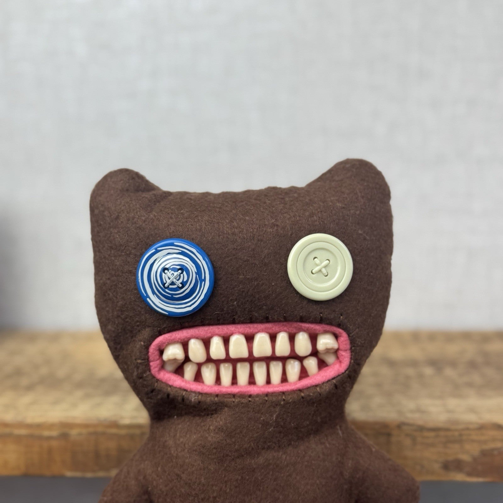 Fuggler Mr Buttons Brown Felt Original Fuggler Soft Toy Retired Collectible