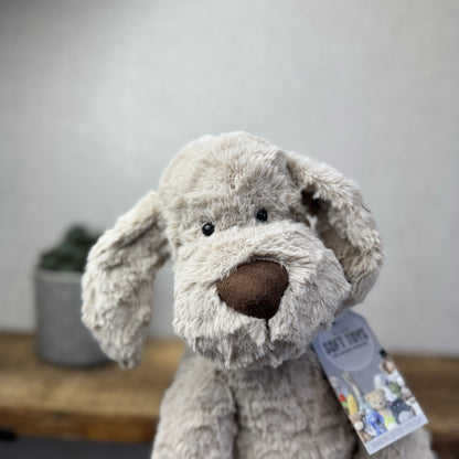 Jellycat Large Riley Fuddlewuddle Pup - Light Grey White Company Exclusive 12"