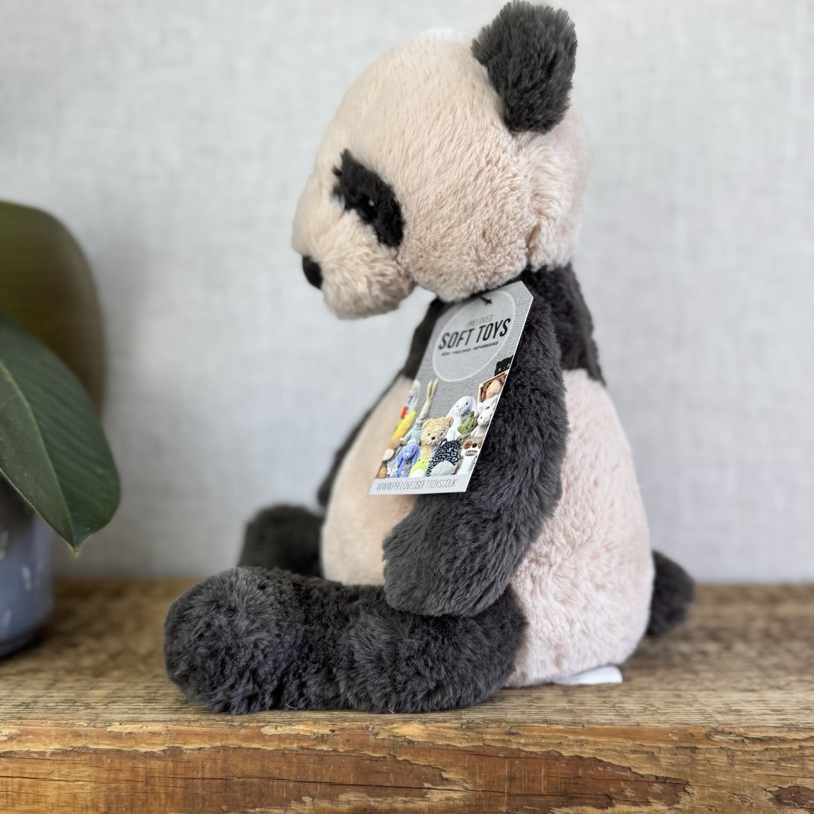 Jellycat Medium Puffles Panda - Super Soft Sitting Cream & Black Panda 13" (#2)