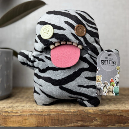 Fuggler Oogah Boogah Zebra Print - Grey Striped Fuggler Soft Toy Plush Grey