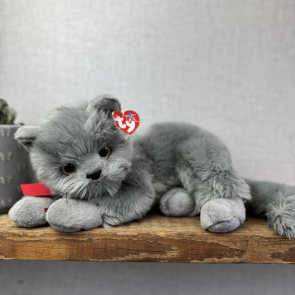 TY Beanie Buddy - BEANI Grey Fluffy Cat (Paper Tag Damaged) Amazing Rare 11"