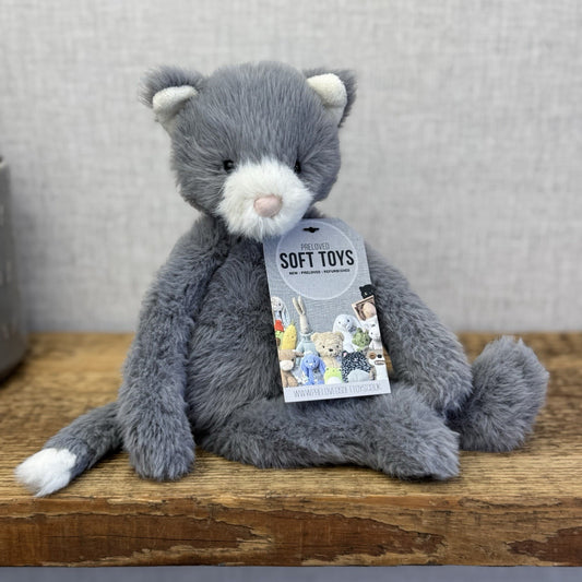 Jellycat Sweetie Kitten - Small Fluffy Light Grey Beanie Kitten (repaired)
