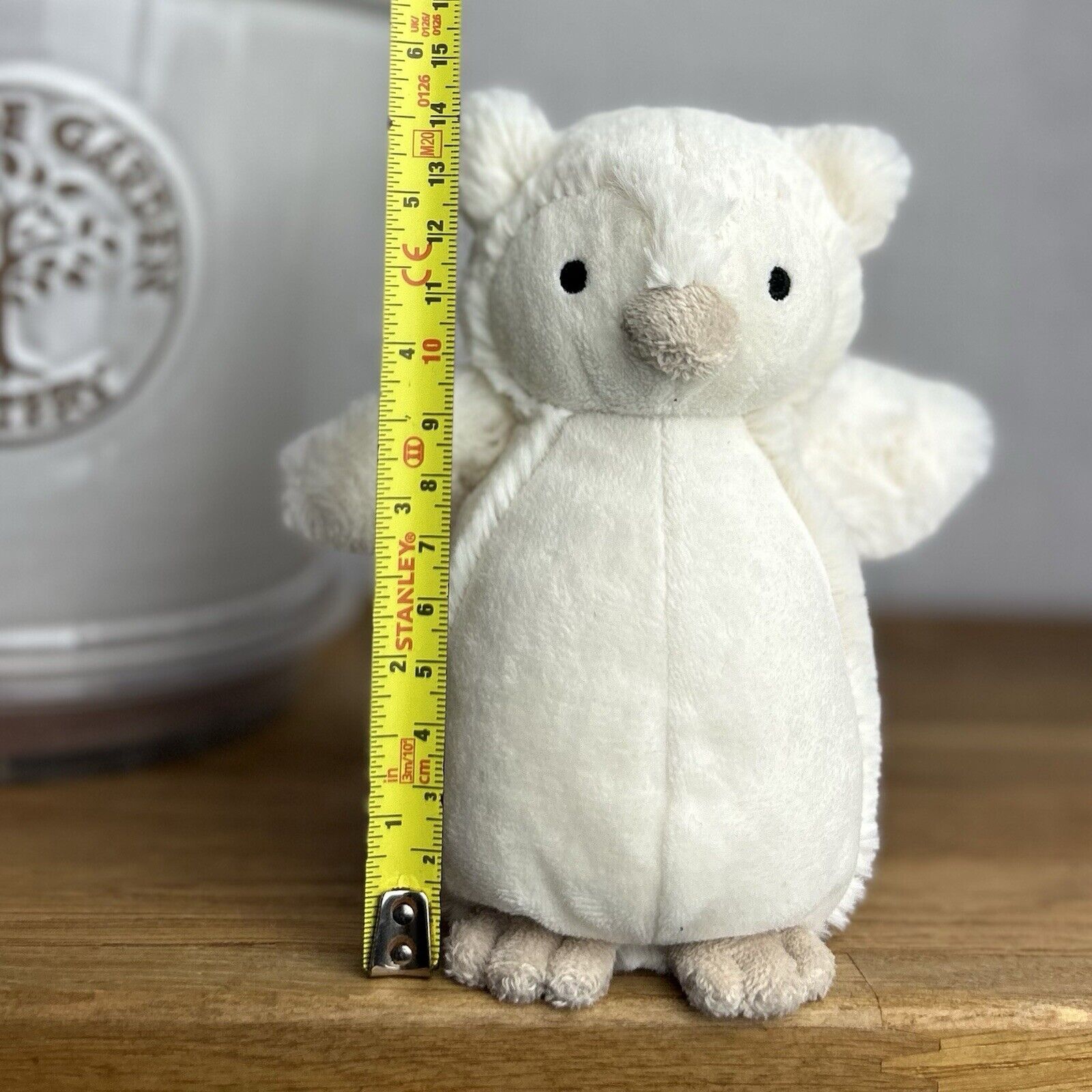 Jellycat Bashful Snowy Owl Rattle - Small Bashful White Owl Rattle - 6” Beanie