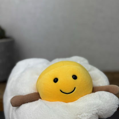 Jellycat Amuseable Fried Egg - Egg Soft Toy Sunny Side Up Medium Retired 9"
