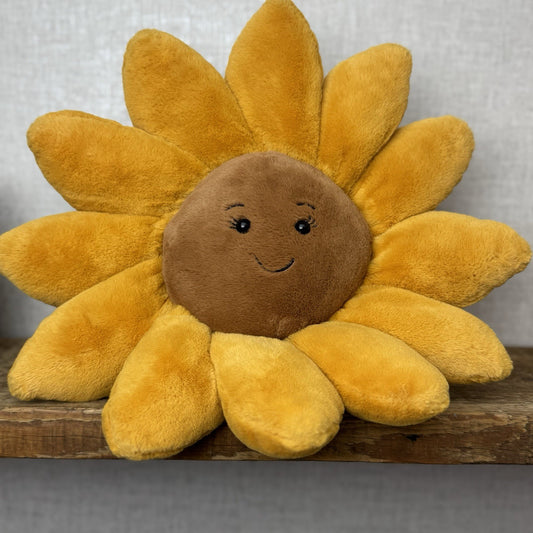 Jellycat Large Fleury Sunflower - Large Sunflower Beanie Cushion Soft Toy 12”