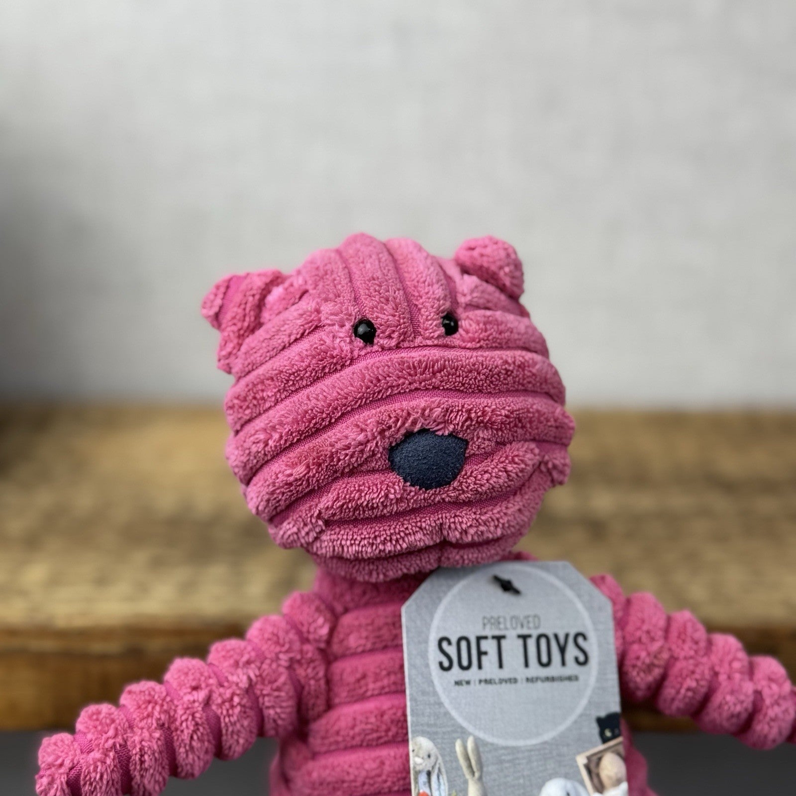 Jellycat Small Cordy Roy Cat Kitten Pink - Pink Beanie Corduroy Soft Toy Cat 8"