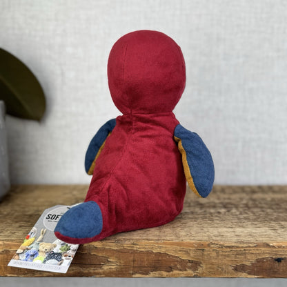 Jellycat Belby Parrot - Red/Blue Suede Parrot Wild Bird Beanie Retired Soft Toy 