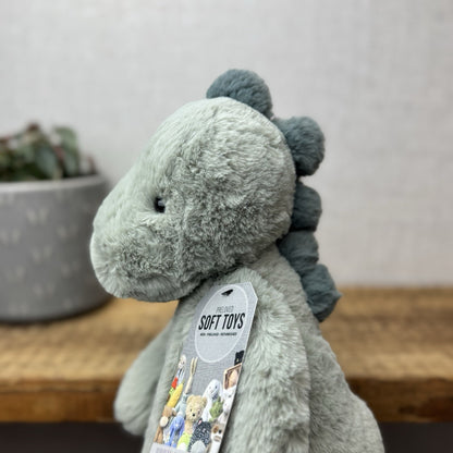 Jellycat Medium Puffles Dinosaur - Soft Light Green Super Soft Dino Plush 12"