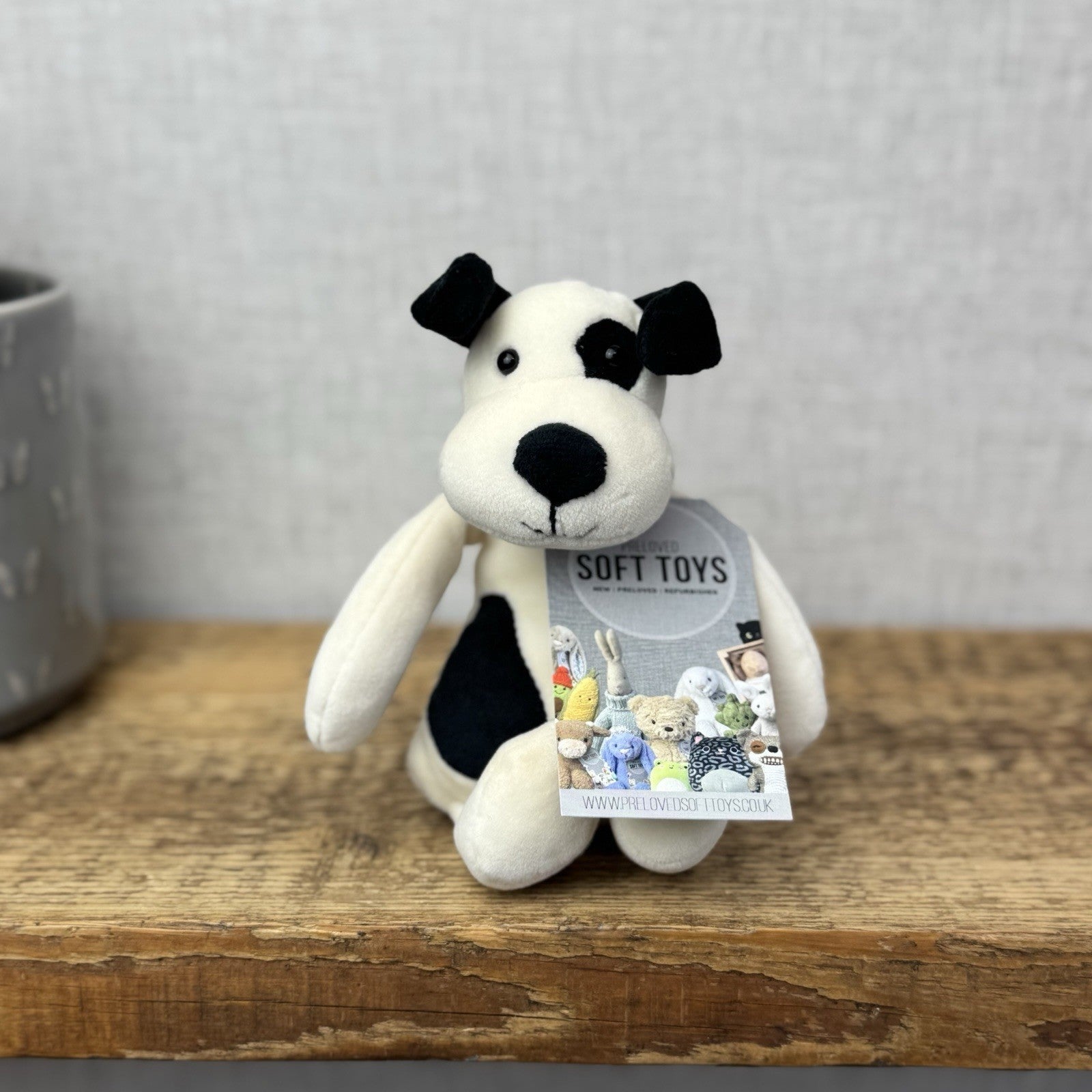 Jellycat My First Puppy Bashful - Small Velour Cream/Black Dog Retired 8" (#2)