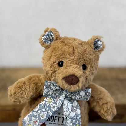 Custom/Bespoke Tiny Bartholemew Bear - Ditsy Grey Floral Made With Liberty