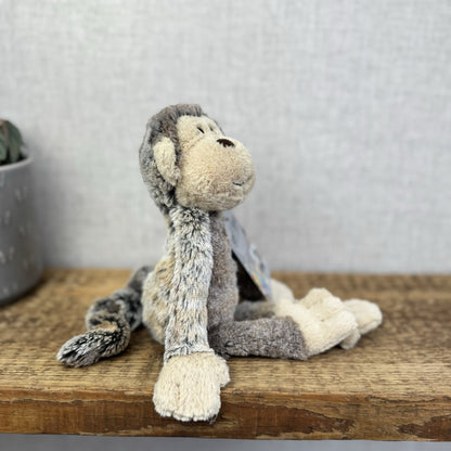 Jellycat Small Mattie Monkey - Woodland Grey/Brown Mix Monkey Beanie Plush 11"