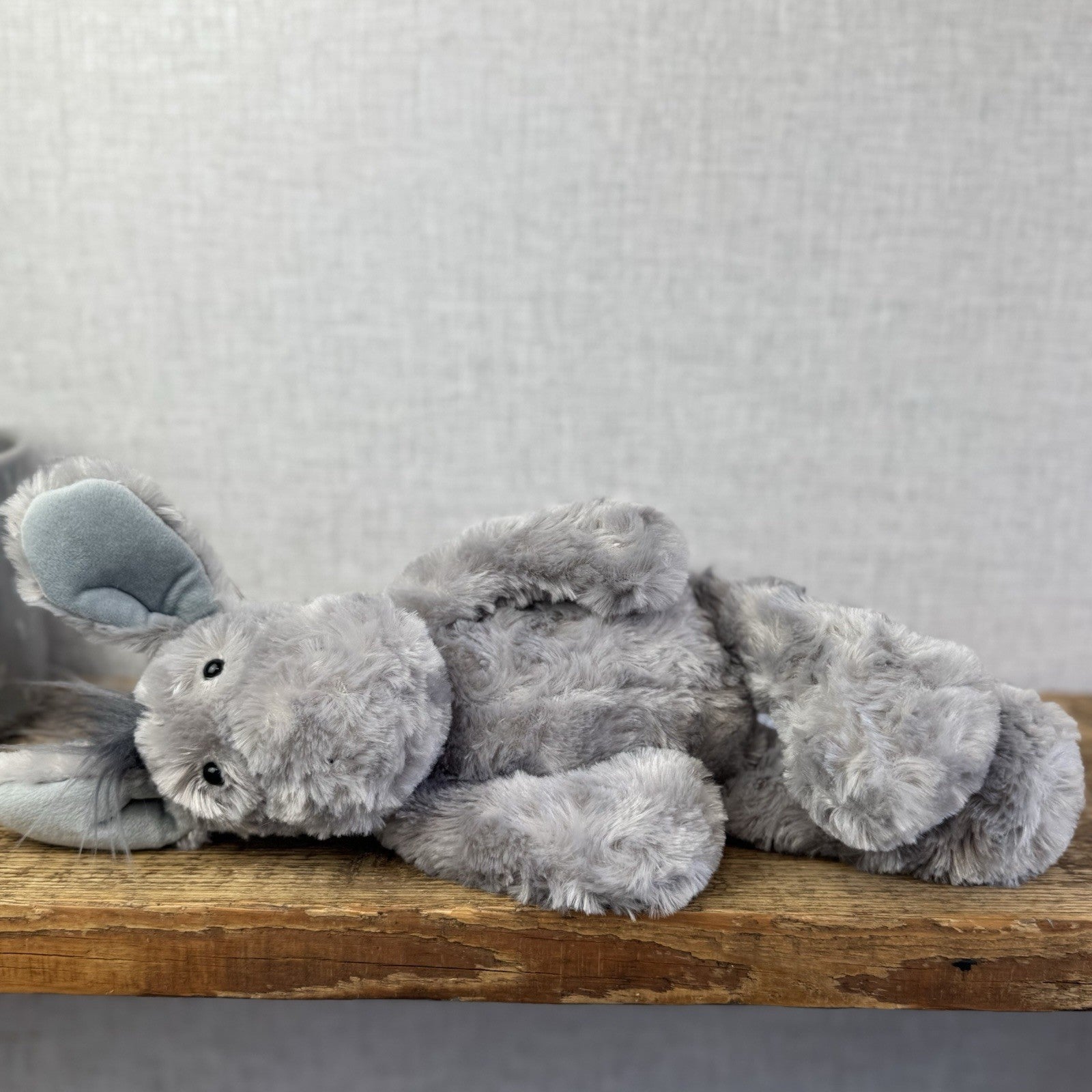 Laura Ashley Donkey Plushie Soft Toy - Textured Grey Floppy Beanie Donkey