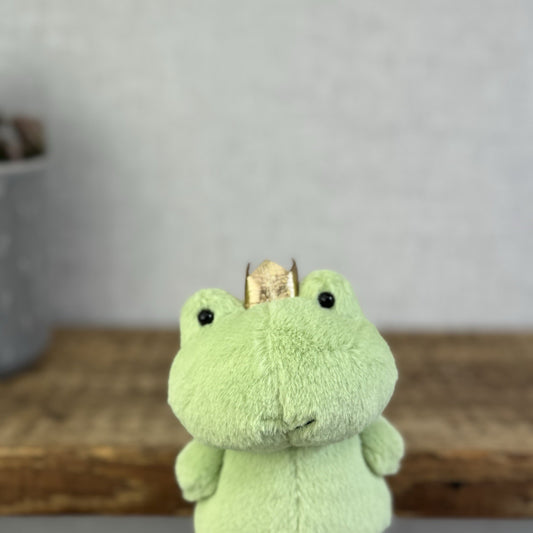 Jellycat Crowning Croaker Green Frog - Small Mini Beanie Frog In Crown Plush