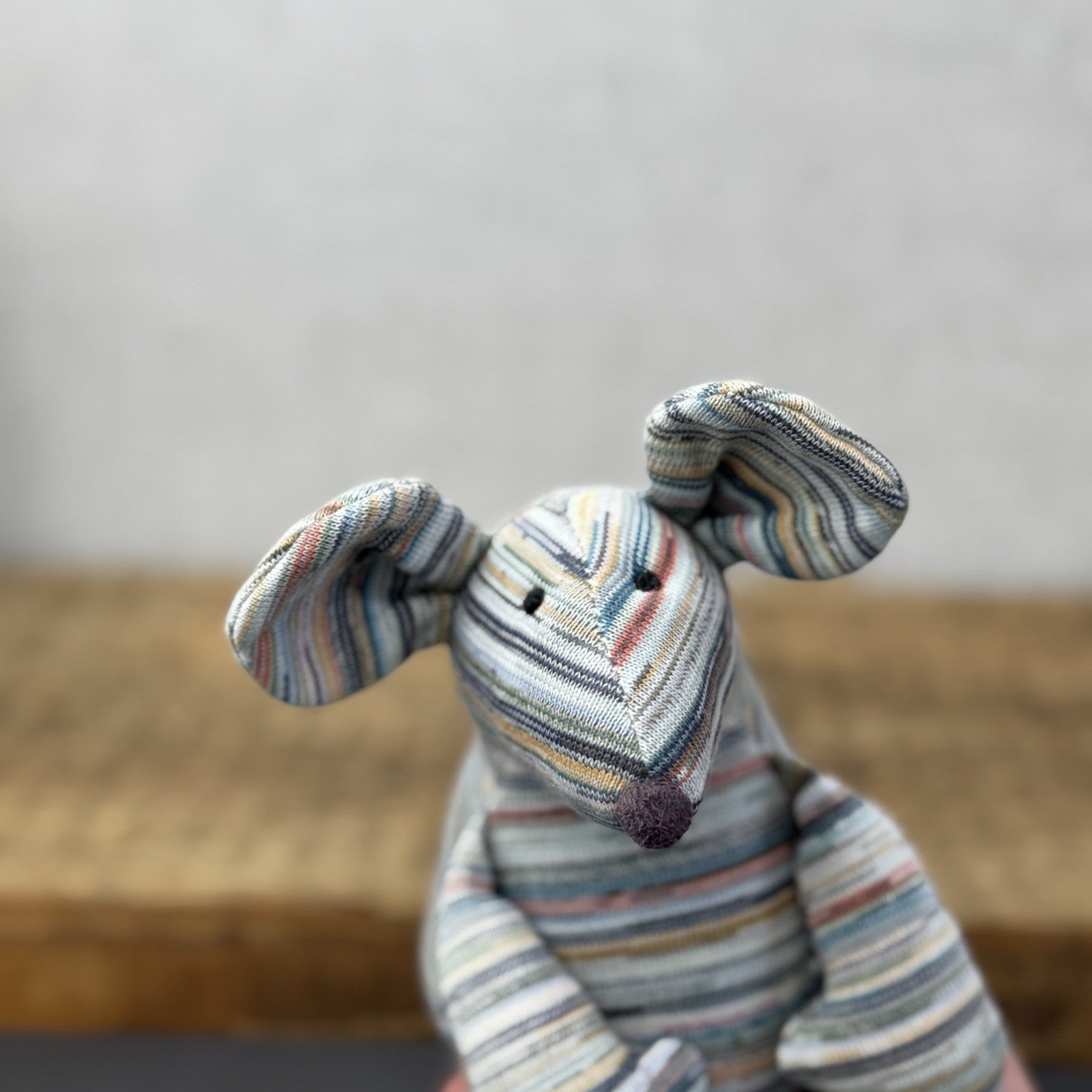 Muji X Jellycat Collaboration Mouse Stripe Retired - Recycled Yarn Soft Toy