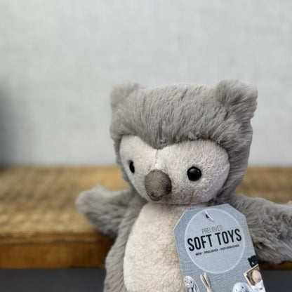 Jellycat Willow Owl Small Retired Grey Fluffy Small Owl Beanie Retired 8”