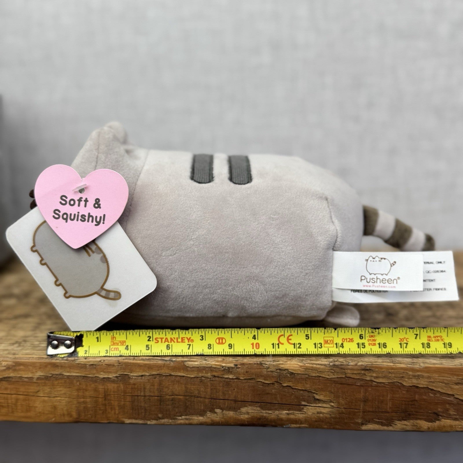 Gund Pusheen Cat Log Plush Retired Grey Tabby Cat 6"