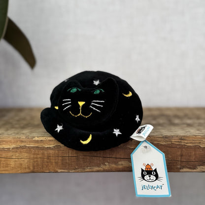 Jellycat Nightcap Nap - Retired 1998 Black Cat Stars/moons Vintage With Tags 4”
