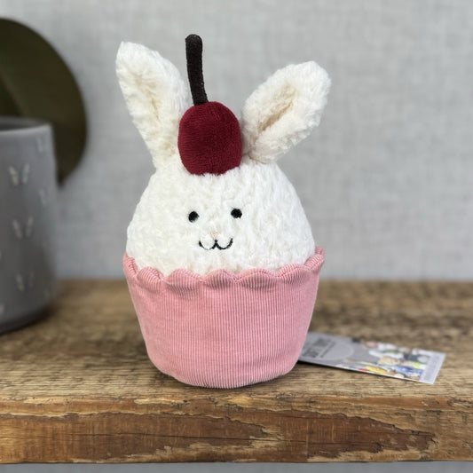 Jellycat Dainty Dessert Bunny Cupcake - Cute Bunny Cupcake Soft Toy Beanie 7”