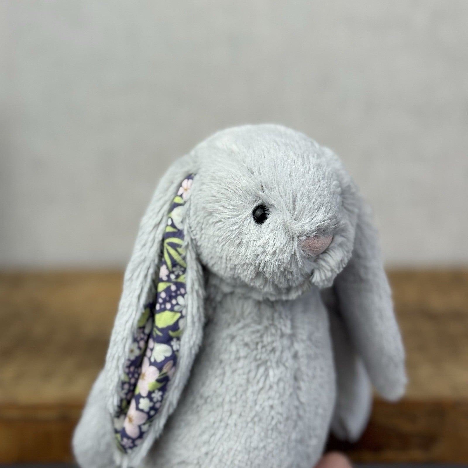 Jellycat Small Blossom Silver Bunny "Bloom" BNWT Purple Floral Ears Grey Bunny