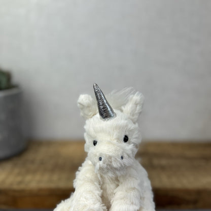 Jellycat Tiny Fuddlewuddle Unicorn- Tiny Baby Fluffy White & Silver Unicorn 5"