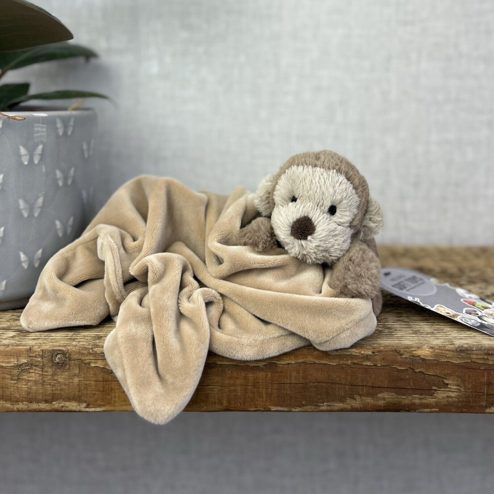 Jellycat Shooshu Monkey Soother - Super Soft Monkey Comforter - Blankie (Smudge)