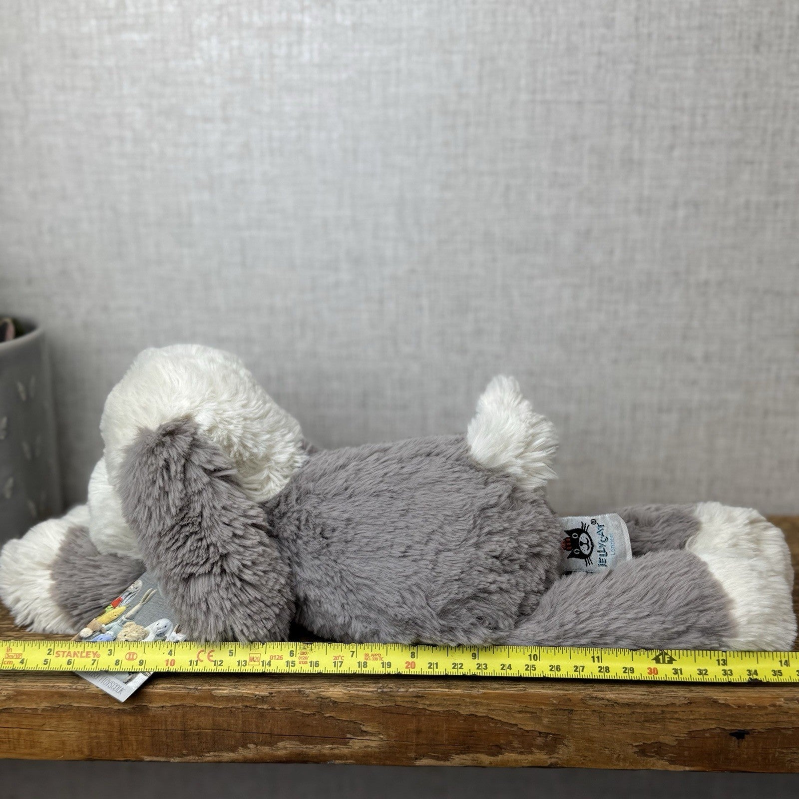 Jellycat Smudge Puppy - Medium Grey & White Puppy Floppy Plush Toy Medium 14"