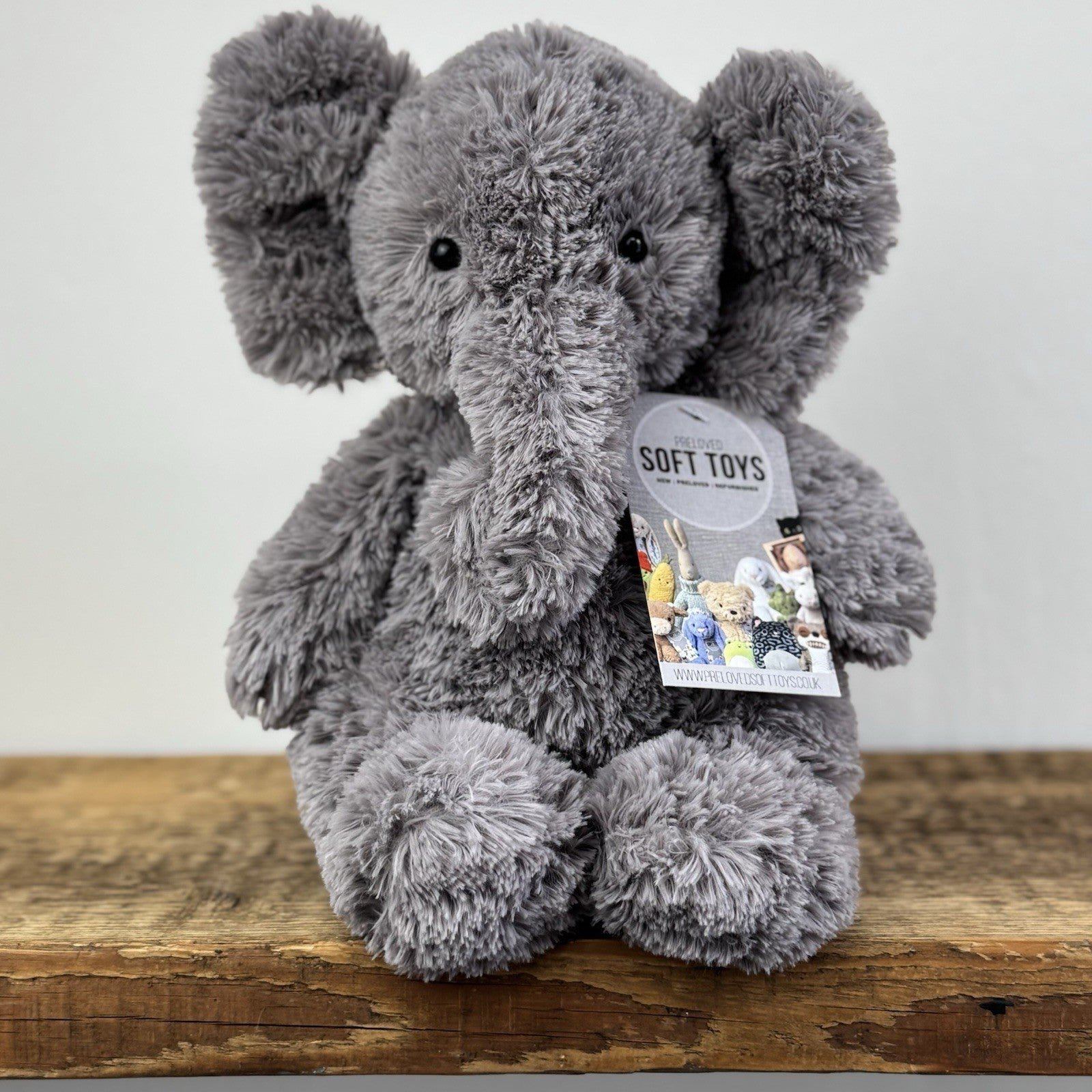 Jellycat Archibald Elephant - Grey Medium Beanie Textured Retired Elephant 11"