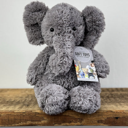 Jellycat Archibald Elephant - Grey Medium Beanie Textured Retired Elephant 11"