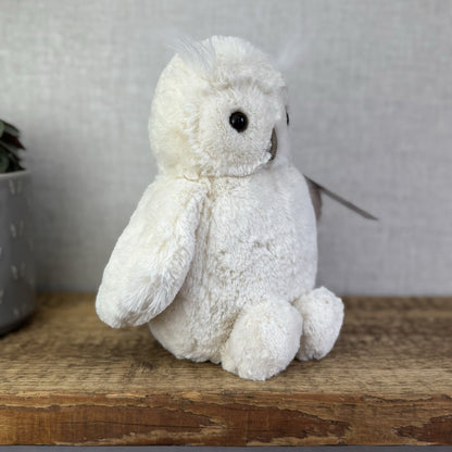 Jellycat Medium Bashful Owl - White Owl Beanie Soft Toy Retired Plush 12"