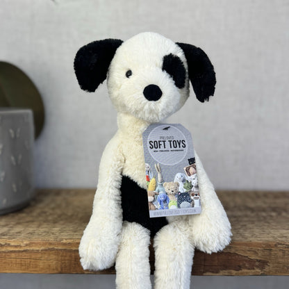 Jellycat Pitterpat Puppy Dog - Long Leg Puppy Jellycat - Black & Cream Puppy 14"