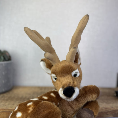 Living Nature Red Deer Stag - Laying Deer Woodland Soft Toy Plush Rare 10”