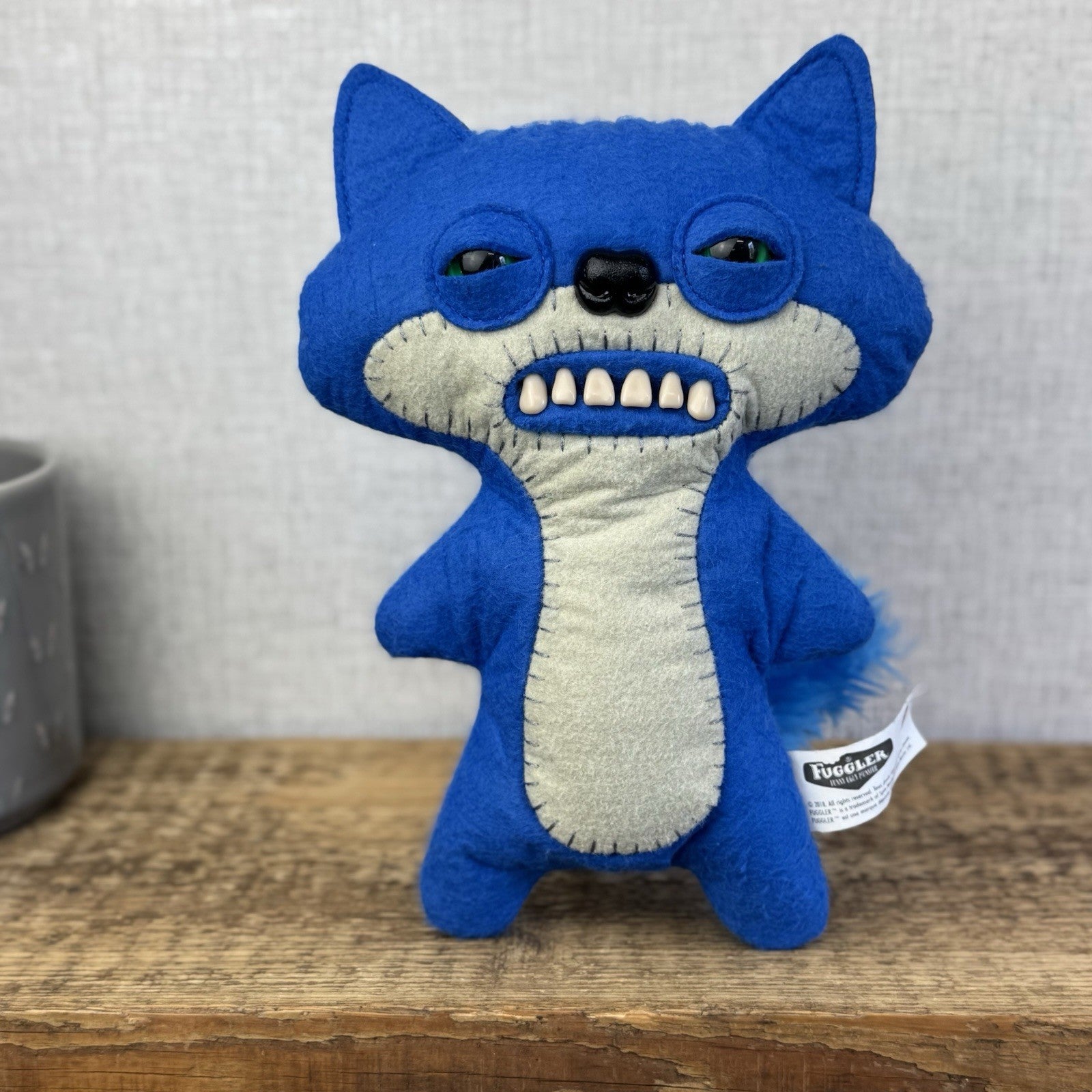 Fuggler Funny Ugly Monster Suspicious Fox Blue & Keyring Set Rare Felt Retired 