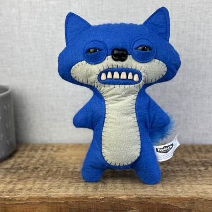 Fuggler Funny Ugly Monster Suspicious Fox Blue & Keyring Set Rare Felt Retired 