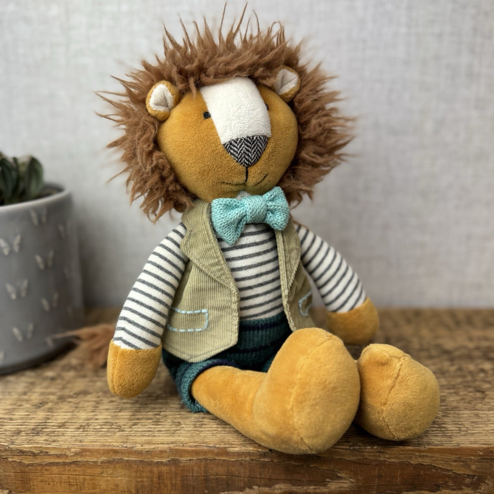 Walton & Co Lion Soft Toy Beanie - Scandi Style Lion In Waistcoat Cute Retired