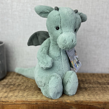 Jellycat Medium Bashful Dragon - Light Green/sage Dragon Soft Toy NWOT