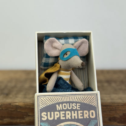 Maileg Superhero Mouse - Big Brother In Matchbox - New In Box