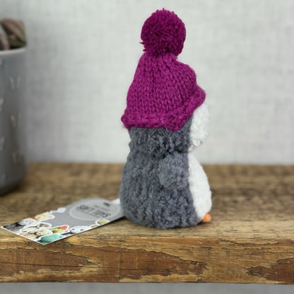 Jellycat Wee Penguin In Purple Bobble Hat - Mini Penguin Plush Winter 6” (#2)