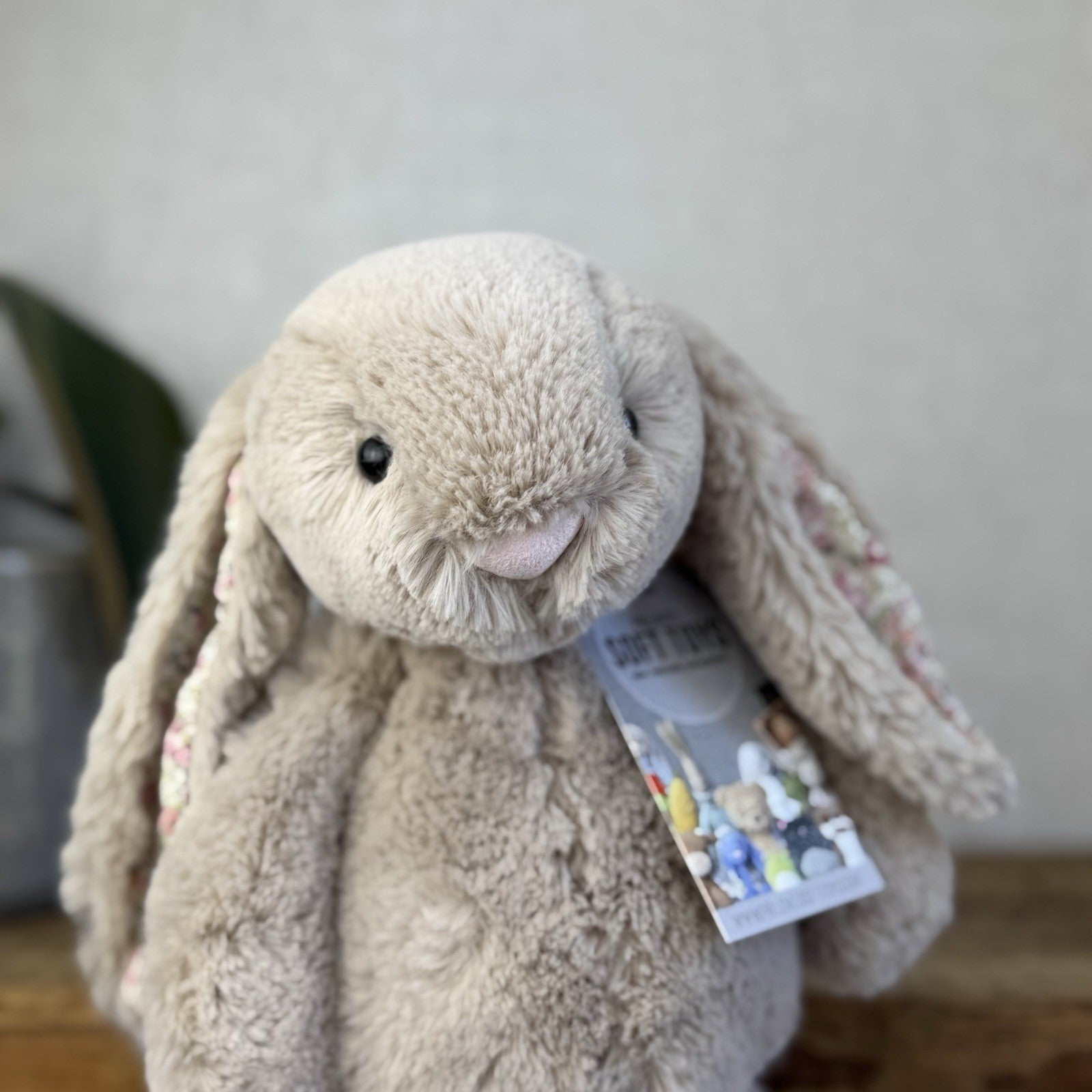Jellycat Medium Bashful Bea Bunny - Beige Bunny With Floral Ears/feet Medium 12"