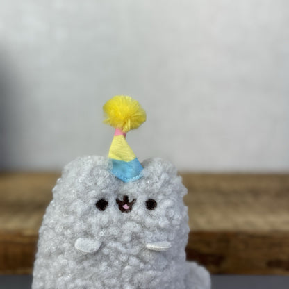 Gund Pusheen Cat - Stormy Birthday Cake - Mini Fluffy Cat In Party Hat Soft 4"