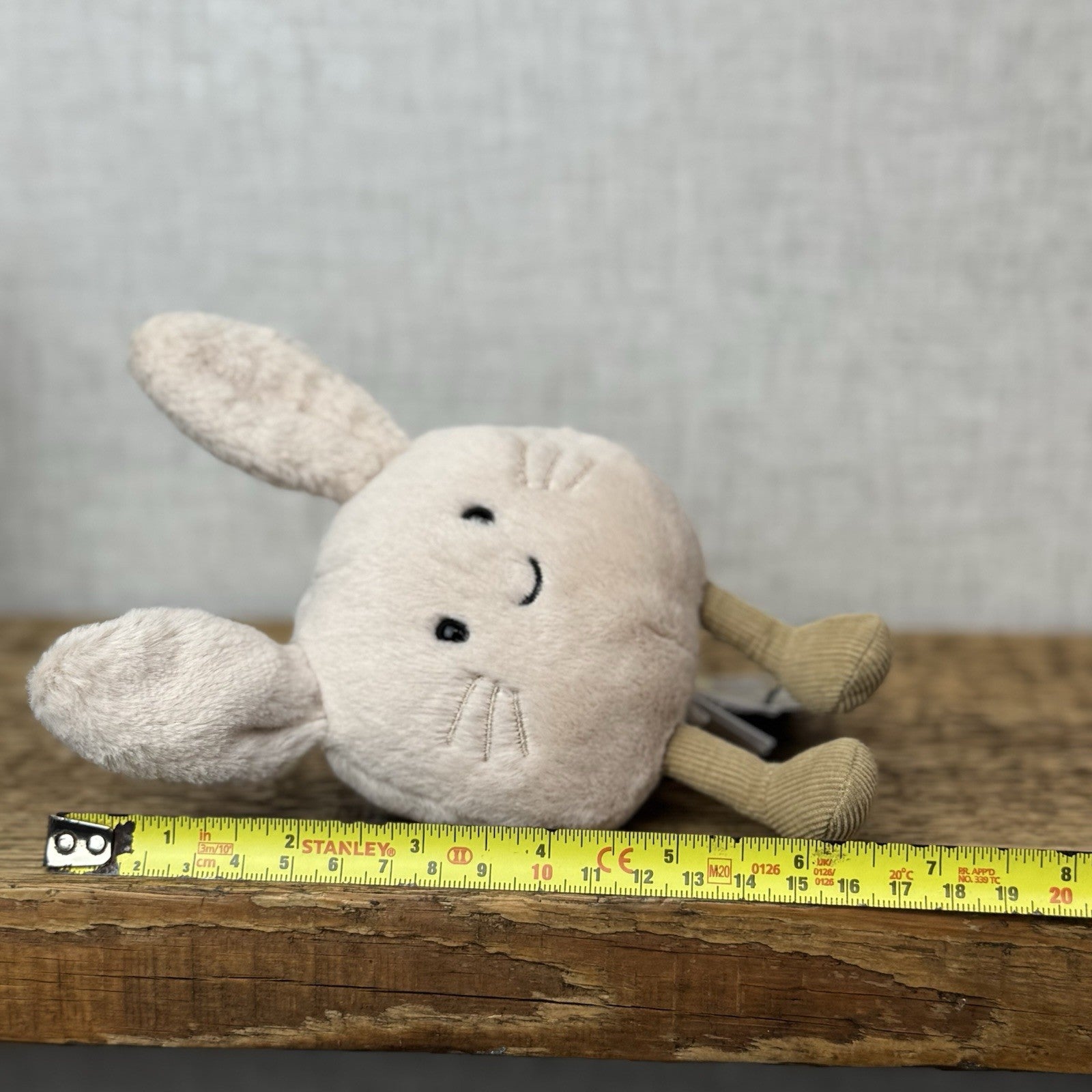 Jellycat Amuseabean Bunny - Small Cream Beanie Rabbit Animal Toy Retired 5”