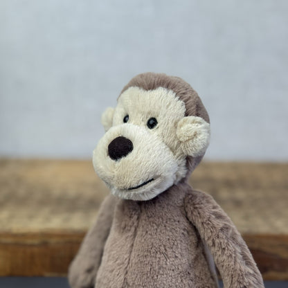 Jellycat Small Bashful Monkey Retired Brown Beanie Monkey Plush Retired 8" BNWT