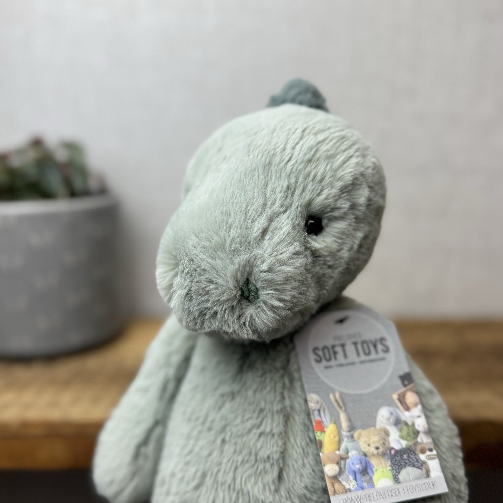 Jellycat Medium Puffles Dinosaur - Soft Light Green Super Soft Dino Plush 12"