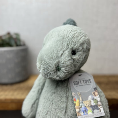 Jellycat Medium Puffles Dinosaur - Soft Light Green Super Soft Dino Plush 12"