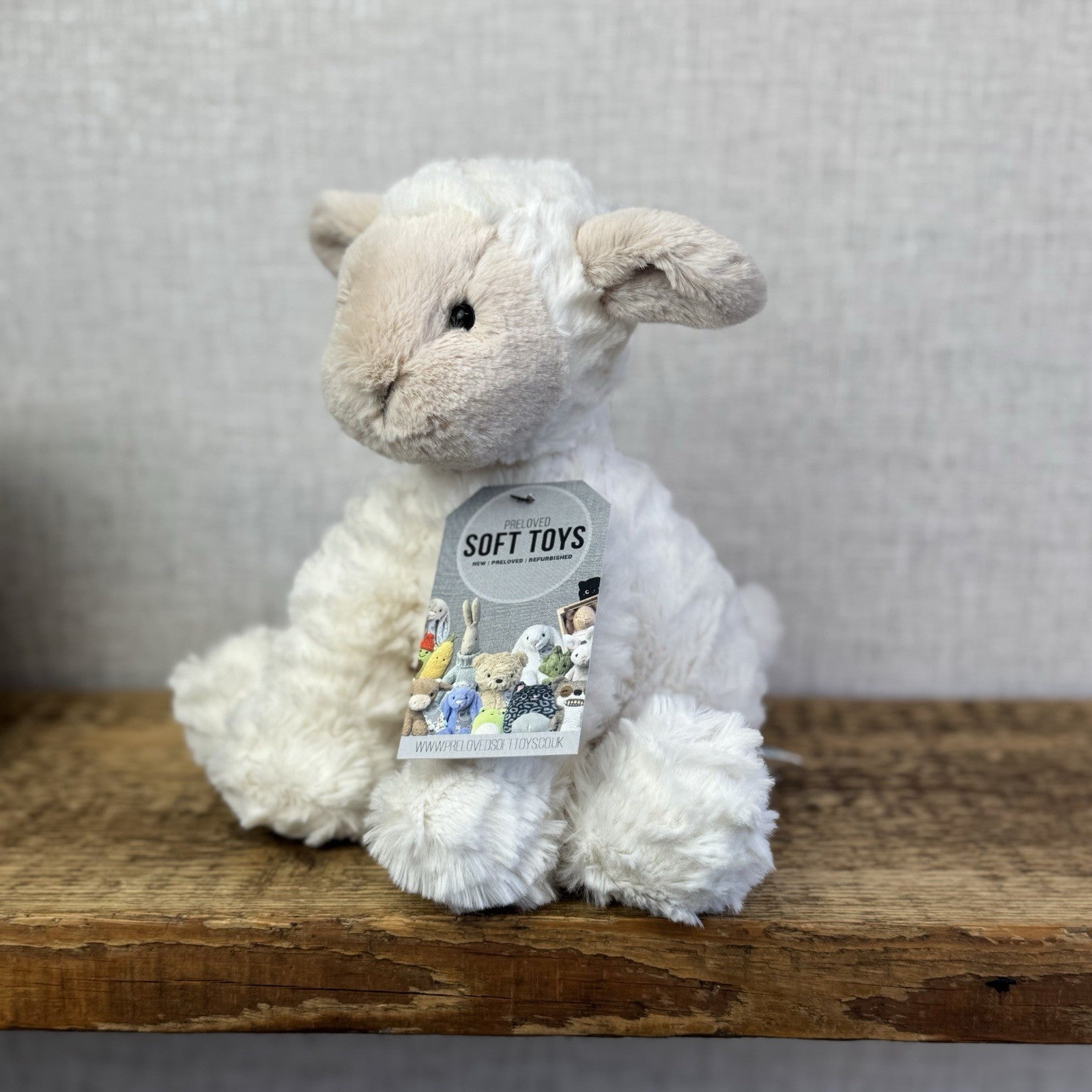 Jellycat Medium Fuddlewuddle Lamb Beige Face Textured Sheep Beanie 9"