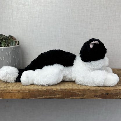 Aurora Flopsies Oreo Cat - Black/White Soft Beanie Floppy Cat Plush 12" 