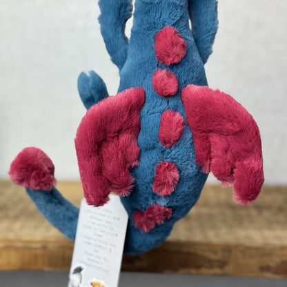 Jellycat Little Dexter Dragon - Red/Blue Beanie Small Dragon Retired 11”