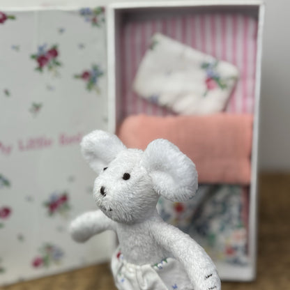 The Little White Company Little Mouse In A Bed - collectible (box damaged) 