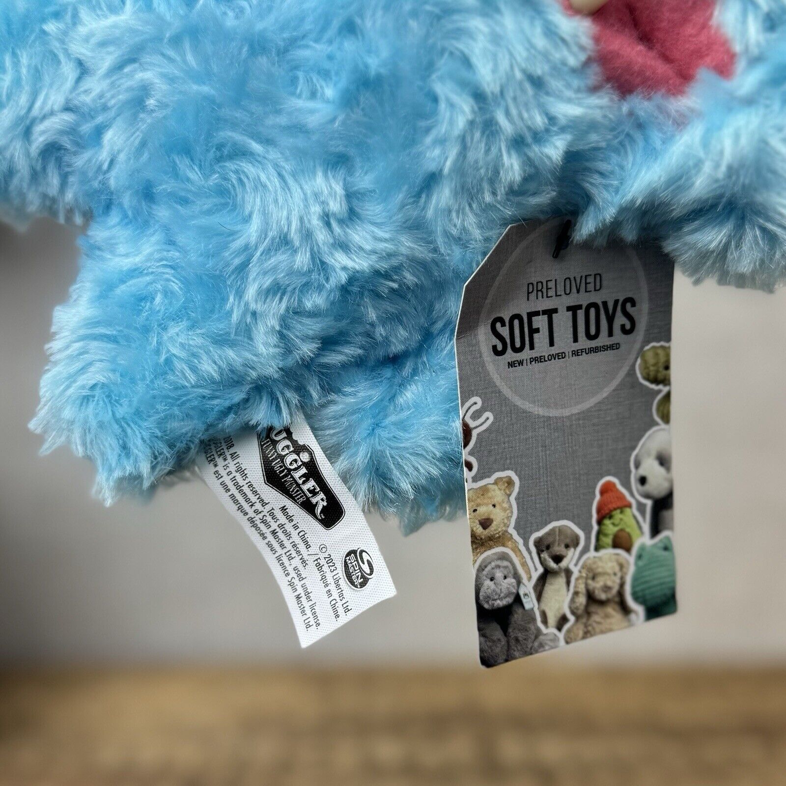 Fuggler Blue Stinkface - Blue Curly Fur Snuggly Funny Fuggler Button Eyes